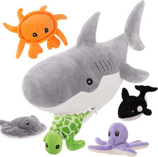23" Shark Stuffed Animal Set, Soft 5-In-1 Ocean Creature Plush, Large Whale Shar