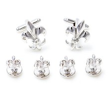Fleur-de-lys Fleur De Lis Cufflinks and Studs Set Tuxedo in a Presentation Gi...