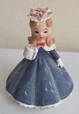 Vtg Lefton  Sunday Best  Lady in Blue Dress Hat and Parasol Figurine #2251