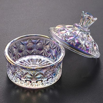 Glass Nail Dappen Dish with Lid, Dazzling Chinese Tent Shaped - Laser Color
