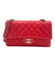 CHANEL Matelass  25 Red Double Flap Chain Shoulder Bag  033