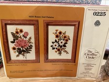  two 5x7 Floral Pictures Crewel Kit The Creative Circle 1986 read 