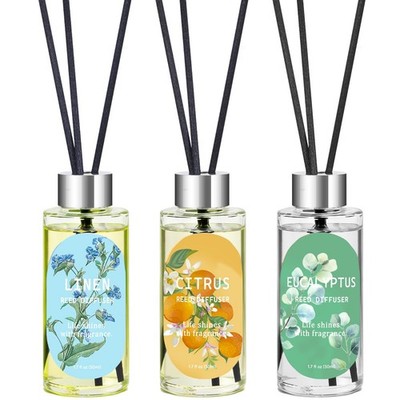 Reed Diffuser Set of 3, Eucalyptus, Linen & Citrus Scented Oil Diffusers with...