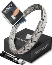Vigor Wave  Magnetic Therapy TITANIUM Designer Bracelet for Men OPEN BOX 