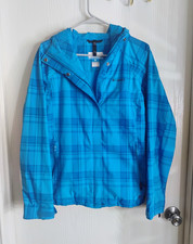 Columbia Interchange Unisex Kids M Blue Plaid Hooded Full Zip Jacket