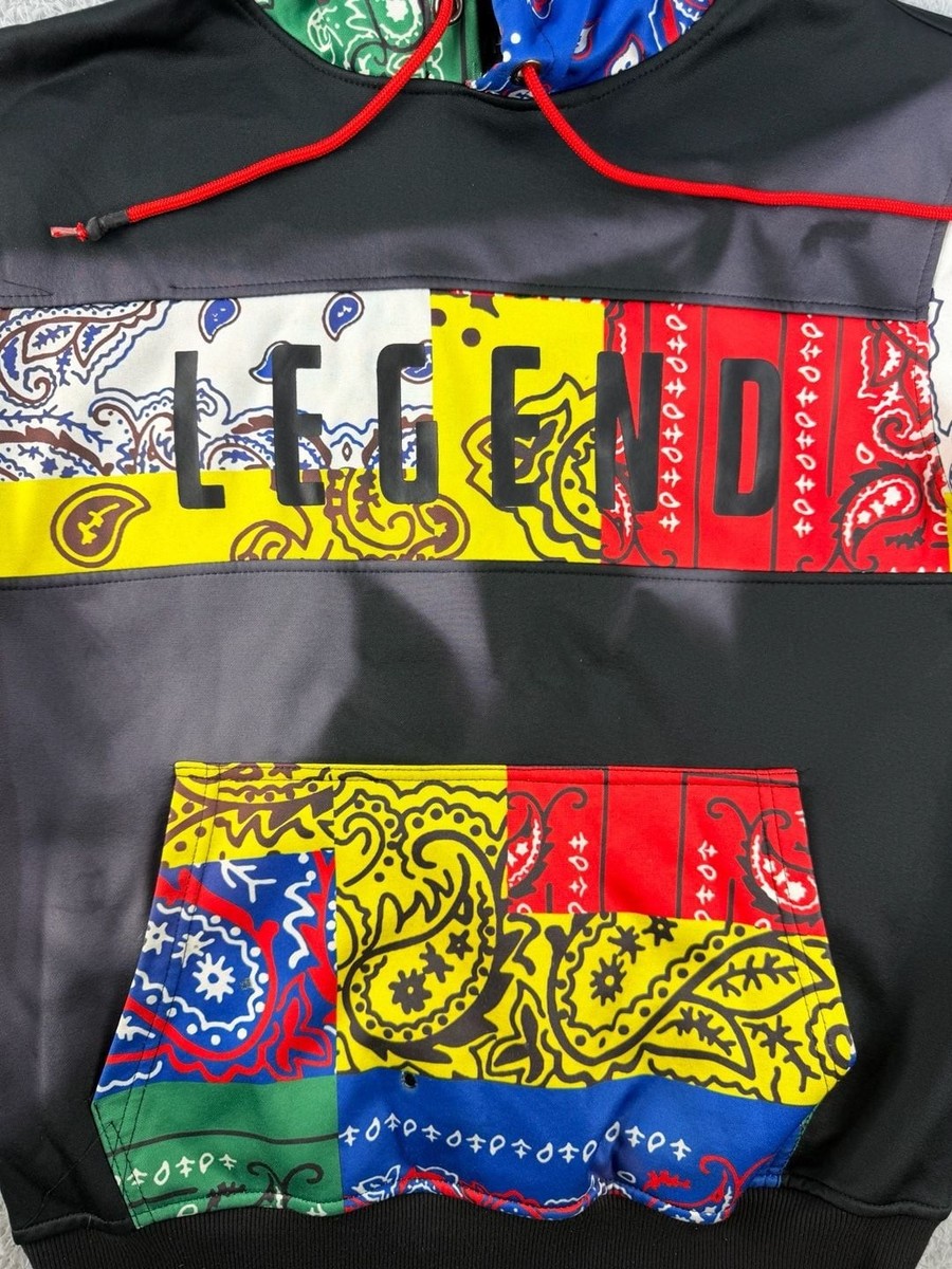Encrypted NYC Patchwork Bandana Print Pullover Hoodie View 2