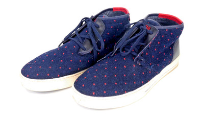 Clae Herren Sneaker Navy Blau Rot Gepunktet Hoch Turnschuhe EU 43 UK 9 USA 10