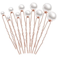 Pearl Hair Pins 32 PCS Rose Gold Rhinestone Bridal Wedding U Shape Accessory