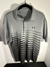 Mens UA Under Armour Muscle Golf Polo Shirt Top Playoff Athletic Black Gray