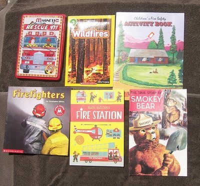 AGE 4+Tin Magnetic Rescue 911 Magnets Firemen Firefighters Wildfire Smokey Bear