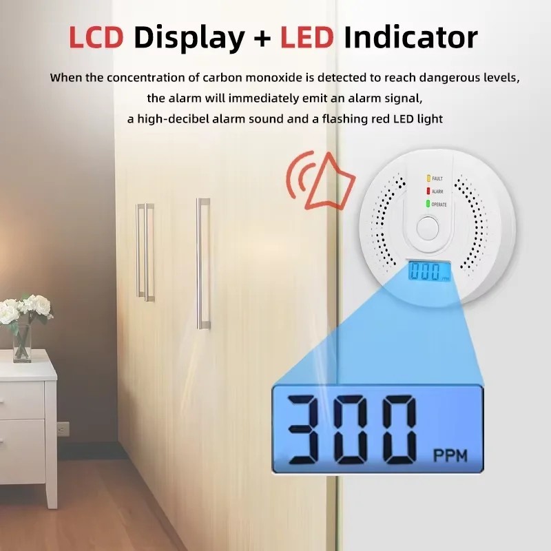 Product photo 4 of 6 — Carbon Monoxide Detector Warning Alarm Sensor LED Digital Battery Powered Uk