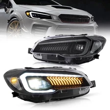 For 2015-2021 Subaru WRX STI Clear LED Sequential Signal Projector Headlights LR