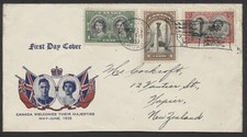 1939 #246-248 Royal Visit FDC Dominion Env Cachet Royal Train Flag Foil Label