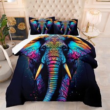 King Comforter, Painted Elephant Beautiful Bedding Comforter Sets, 3 Pieces, ...