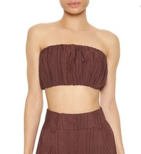 Forever 21 Bubble Bandeau Top Tube Womens Medium Dark Cocoa Festival NWT