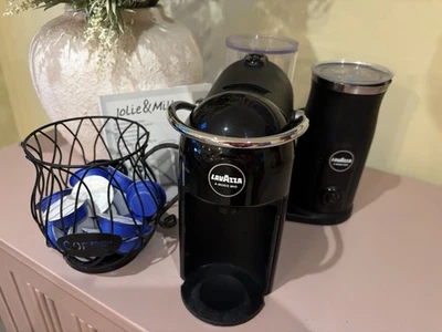 Lavazza a Modo Mio Voicy Black Pod Coffee Machine with Milk Frother