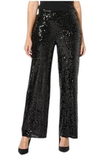Badgley Mischka Women's Elisa Sequin Palazzo Pant Black