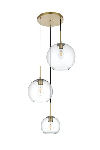 Elegant Lighting LD2218 Baxter 3 Light 21"W Multi Light Pendant - Brass - Picture 4 of 12