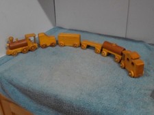 Vintage Wooden Toy Train Set -6 Cars