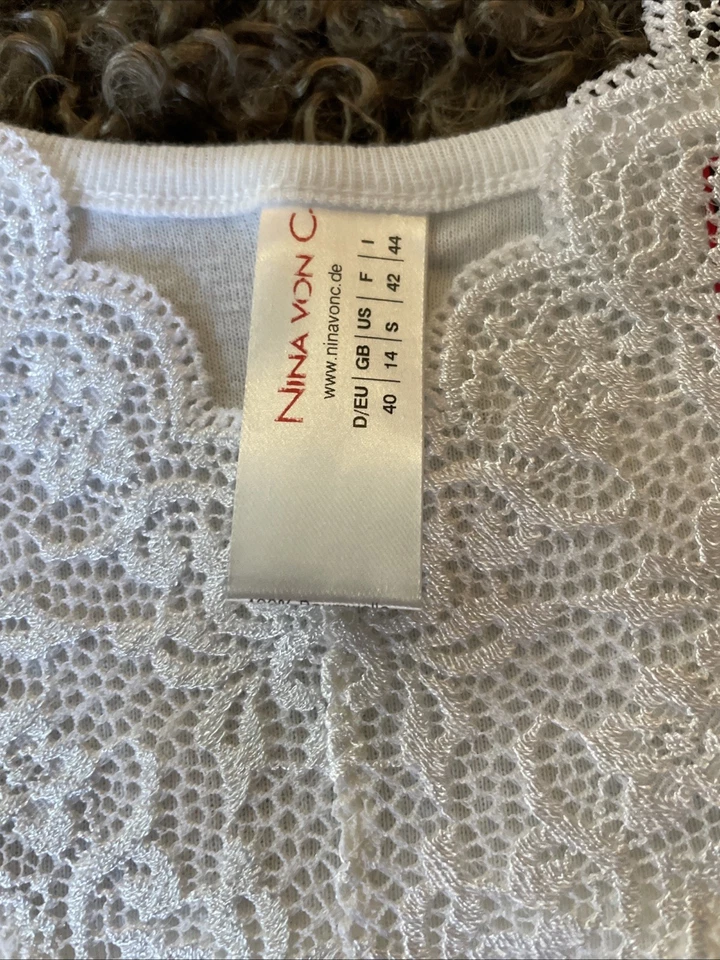 Nina von C 2 Teiliges Unterwäsche Set Hemd und Slip mit Spitze Weiß Größe 40 - Bild 3 von 4