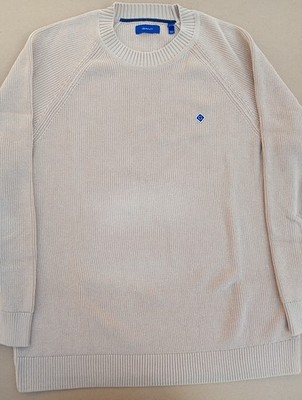 GANT Herren Pullover Rundhals,  Gr. L, ,beige, 100% Baumwolle
