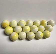 Lot 18 Yellow White Swirl Glass Marbles Craft Decor Vase Filler 1/2" READ Bulk