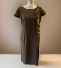 Jacques Vert Little Black Short Sleeved Midi Dress Size 14 Fully Lined 