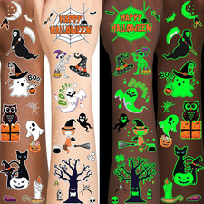 Glow Halloween Temporary Tattoos, Luminous Holiday Tattoos Stickers, Halloween P