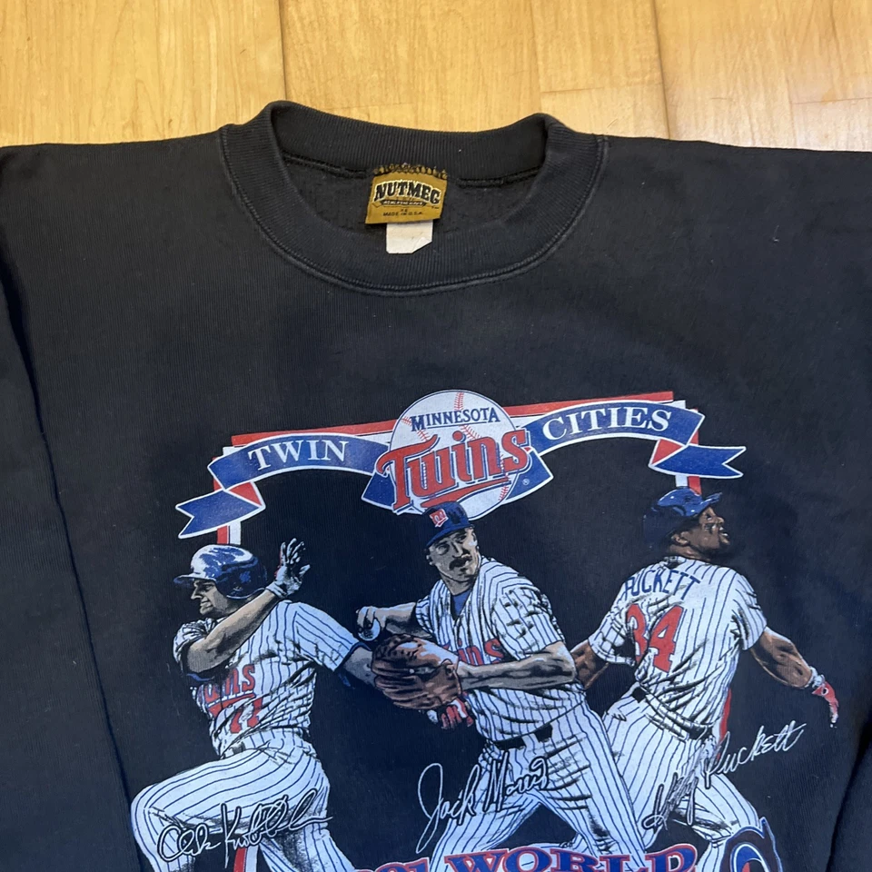 Suéter de Colección Para Hombres Nuez moscada XL MN Twins 1991 Negro Kirby Foto 2 de 4