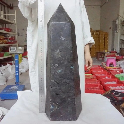 70.8LB 22" Huge Natural Rainbow Labradorite Crystal Point Tower Polished Healing