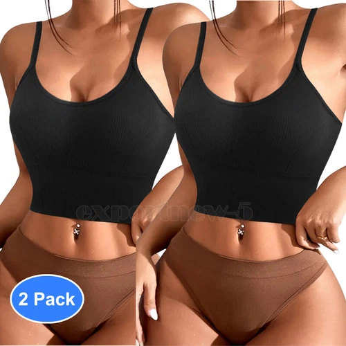 Women Strappy Sport Yoga Low U-Back Bralette Padded Bra Crop Top Cami Vest Tank - Bild 31 von 43