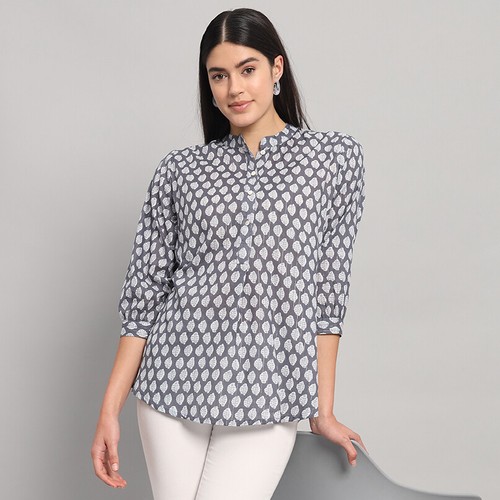 Donna Cotone Floreale Stampato Pulsante Camicetta Top Casual 3/4 Camicie Manica - Foto 37 di 54
