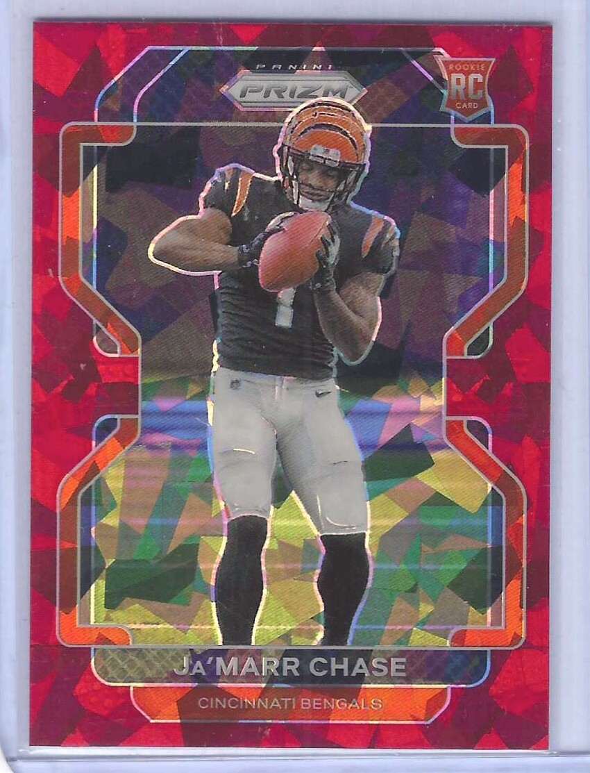 JA'MARR CHASE 2021 PANINI PRIZM RED CRACKED ICE PRIZM ROOKIE RC