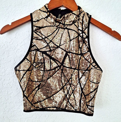90's Y2K Party Top Joyce Leslie Women's Small Sequined Boho Festival Disco EUC