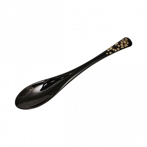 Japanese Cherry Blossoms Cutlery Set Chopsticks & Spoon Hashi Sakura Black JAPAN - Picture 7 of 7