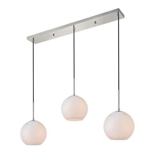 Living District Baxter 3-Light Metal & Glass Pendant in Chrome/Frosted White - Picture 1 of 6