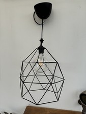 Lampe Luminaire Forme Géométrique Métal Noir  Suspension  +Grosse Ampoule Globe