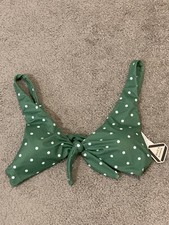 RVCA Rylie Green Polka Dot Knot Bikini Top Swimwear Swimsuit Women  s Size L NWT