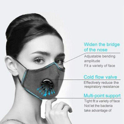 Details about   Reusable Face Mask Washable Mask Cover Anti Fog Carbon PM2.5 w/ 2 Filters