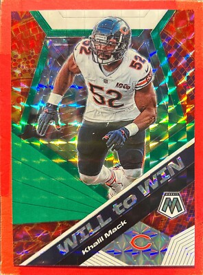 Khalil Mack ~ 2020 Panini Mosaic ~ Green Prizm #WW10 Will to Win
