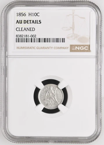 1856 Seated Liberty Half Dime -  Bright - NGC AU Details - Die Rotation