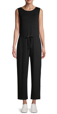 Eileen Fisher Tencel Stretch Jersey Elastic Waist Jumpsuit, Large, Black, NWT