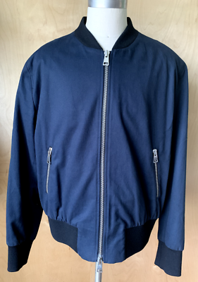 AMI Alexandre Mattiussi navy blue cotton bomber zip jacket men