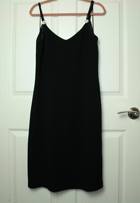 Women's Due per Due Veste Black V-Neck Spaghetti Strap Evening Dress Size 12