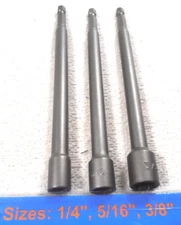 MAGNETIC NUT DRIVERS 3 PC. 1/4,5/16,3/8" x 6" INCH LONG SETTERS QUICK CHANGE