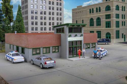 WALTHERS Cornerstone 933-4201 1/87 HO Scale MODERN POLICE STATION structure kit - Picture 1 of 2
