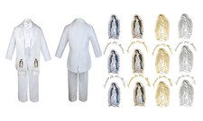 Baby Toddler Boy Christening Baptism White Paisley Tail Suit Stole Guadalupe
