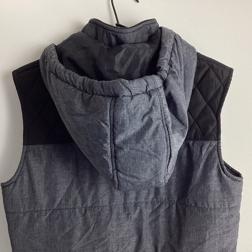 Mossimo Men’s Puffer Vest Black Grey Size XS With Removable Hood - Chest 40 Inch - Picture 6 of 10