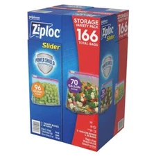 Ziploc Slider Storage Bags 166 Count Variety Pack: Quart (96 ct.), Gallon (70