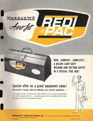 Vintage Collectible 1960's ''MARQUETTE'' ''AERO-JET REDI * PAC'' Jobbers SELL SHEET